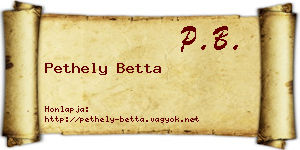 Pethely Betta névjegykártya